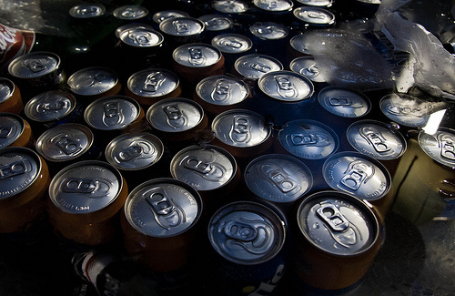 Cans of Soft Drinks